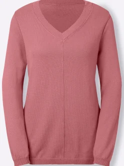 V-Ausschnitt-Pullover mit Biesen vorne