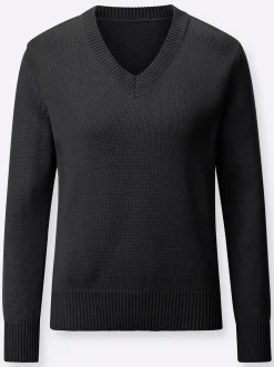 V-Ausschnitt-Pullover mit Baumwolle