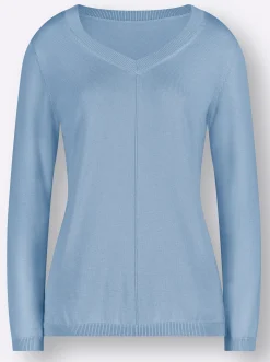 V-Ausschnitt-Pullover mit Biesen vorne