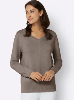 V-Ausschnitt-Pullover mit Biesen vorne