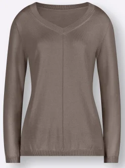 V-Ausschnitt-Pullover mit Biesen vorne