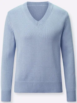 V-Ausschnitt-Pullover mit Baumwolle
