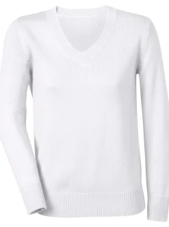 V-Ausschnitt-Pullover mit Baumwolle