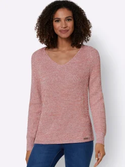 V-Ausschnitt-Pullover mit Ripp-Struktur