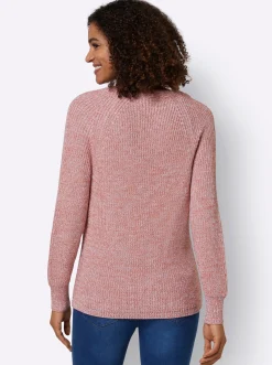 V-Ausschnitt-Pullover mit Ripp-Struktur