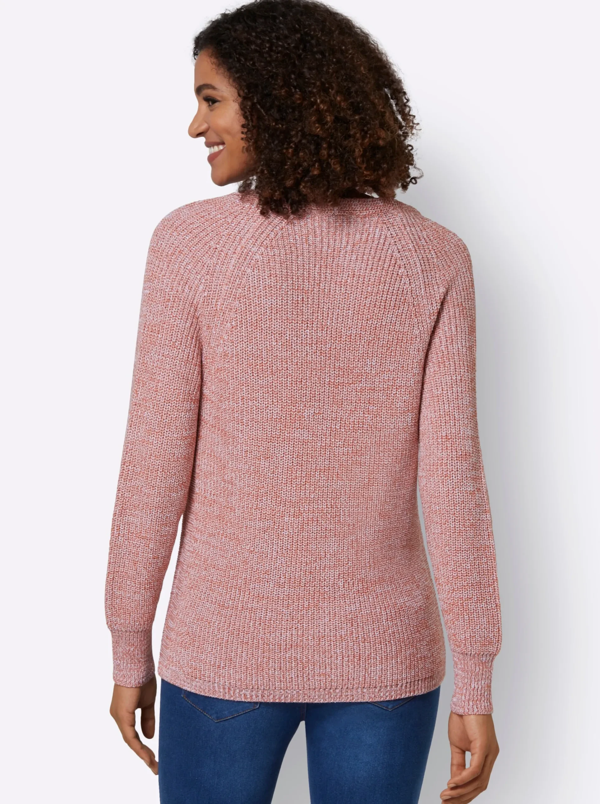 V-Ausschnitt-Pullover mit Ripp-Struktur