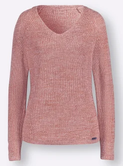 V-Ausschnitt-Pullover mit Ripp-Struktur