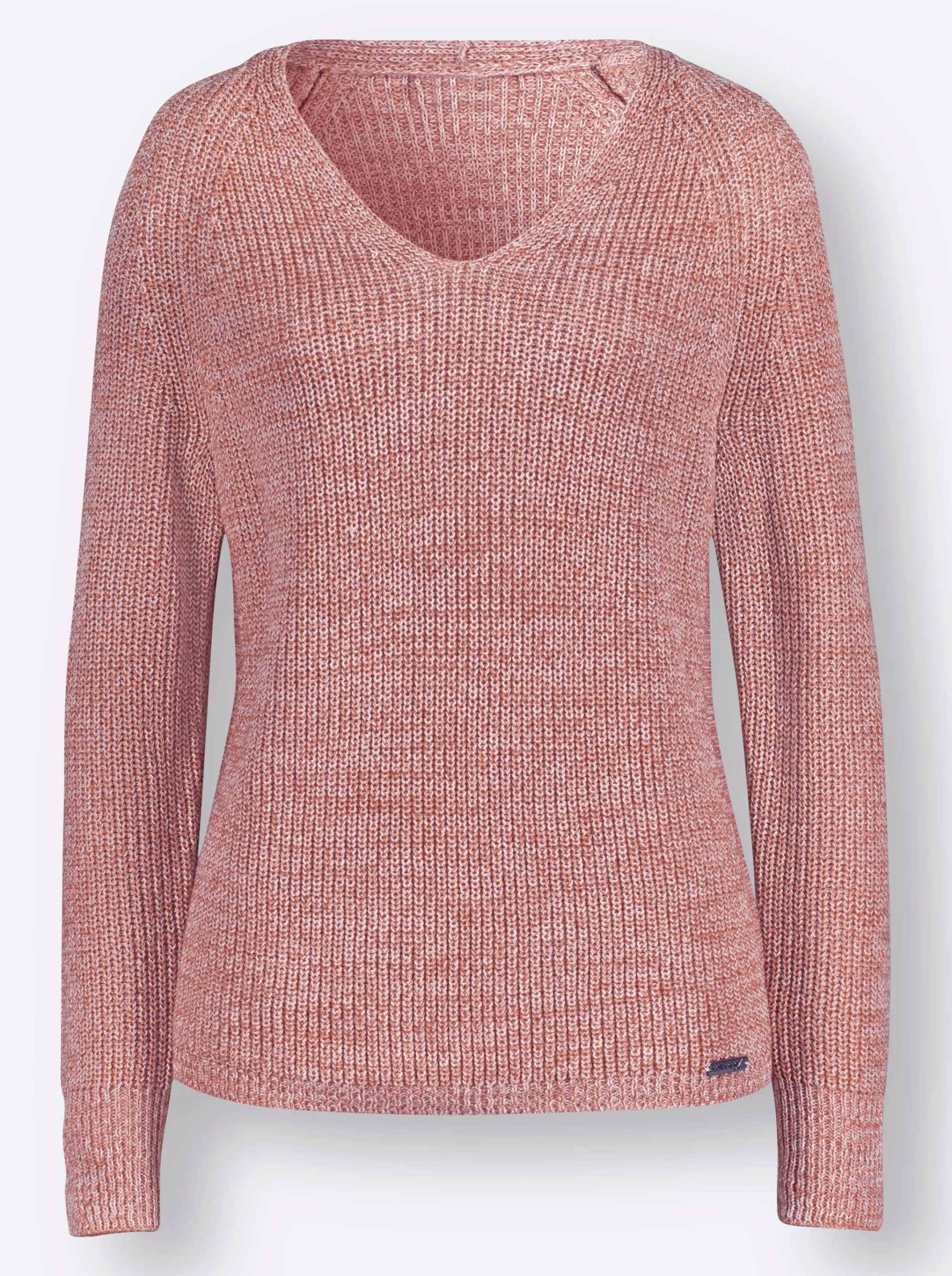 V-Ausschnitt-Pullover mit Ripp-Struktur