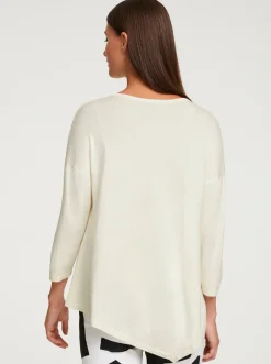 V-Ausschnitt-Pullover mit spitz zulaufendem Saum