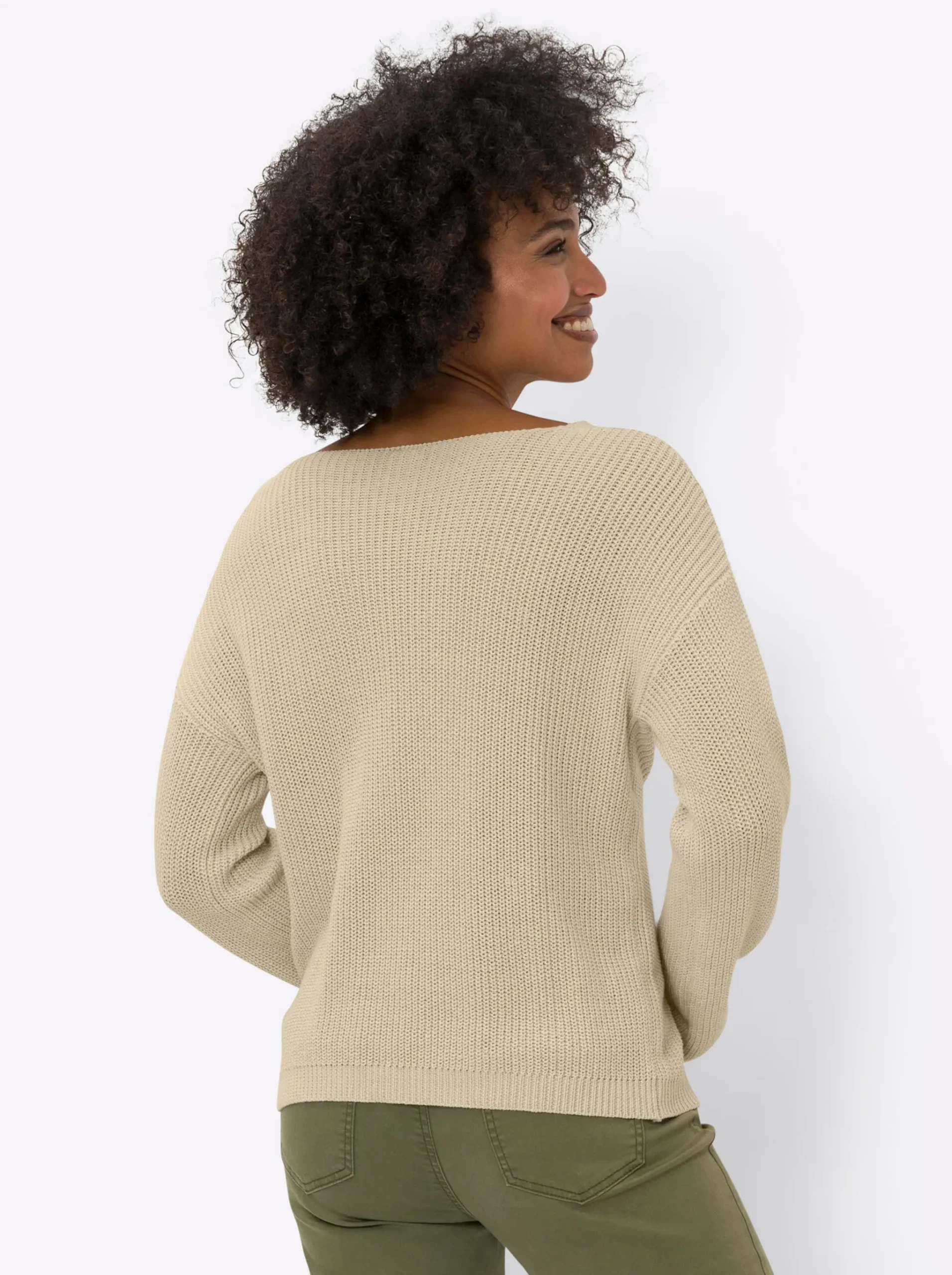 V-Ausschnitt-Pullover mit Spitze