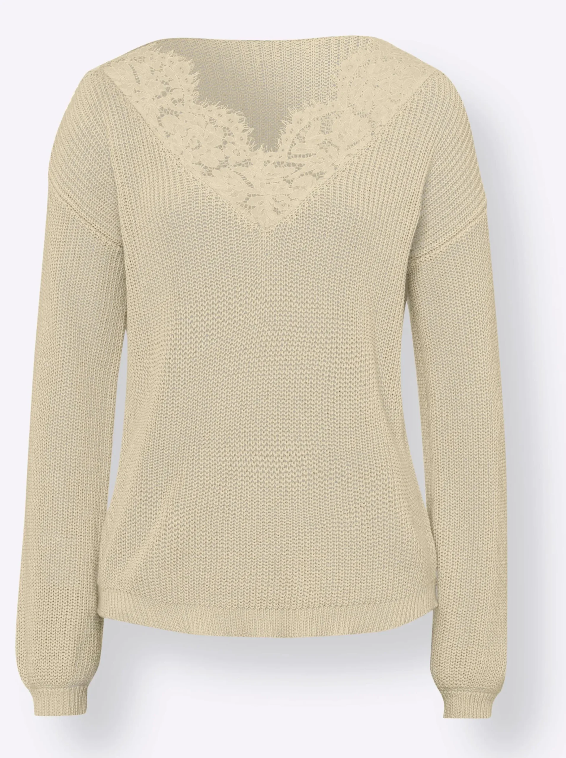 V-Ausschnitt-Pullover mit Spitze