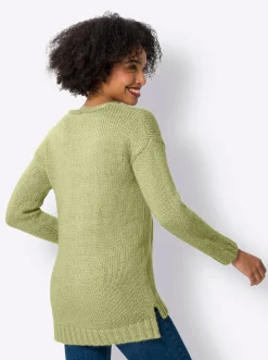 V-Ausschnitt-Pullover mit Seitenschlitzen