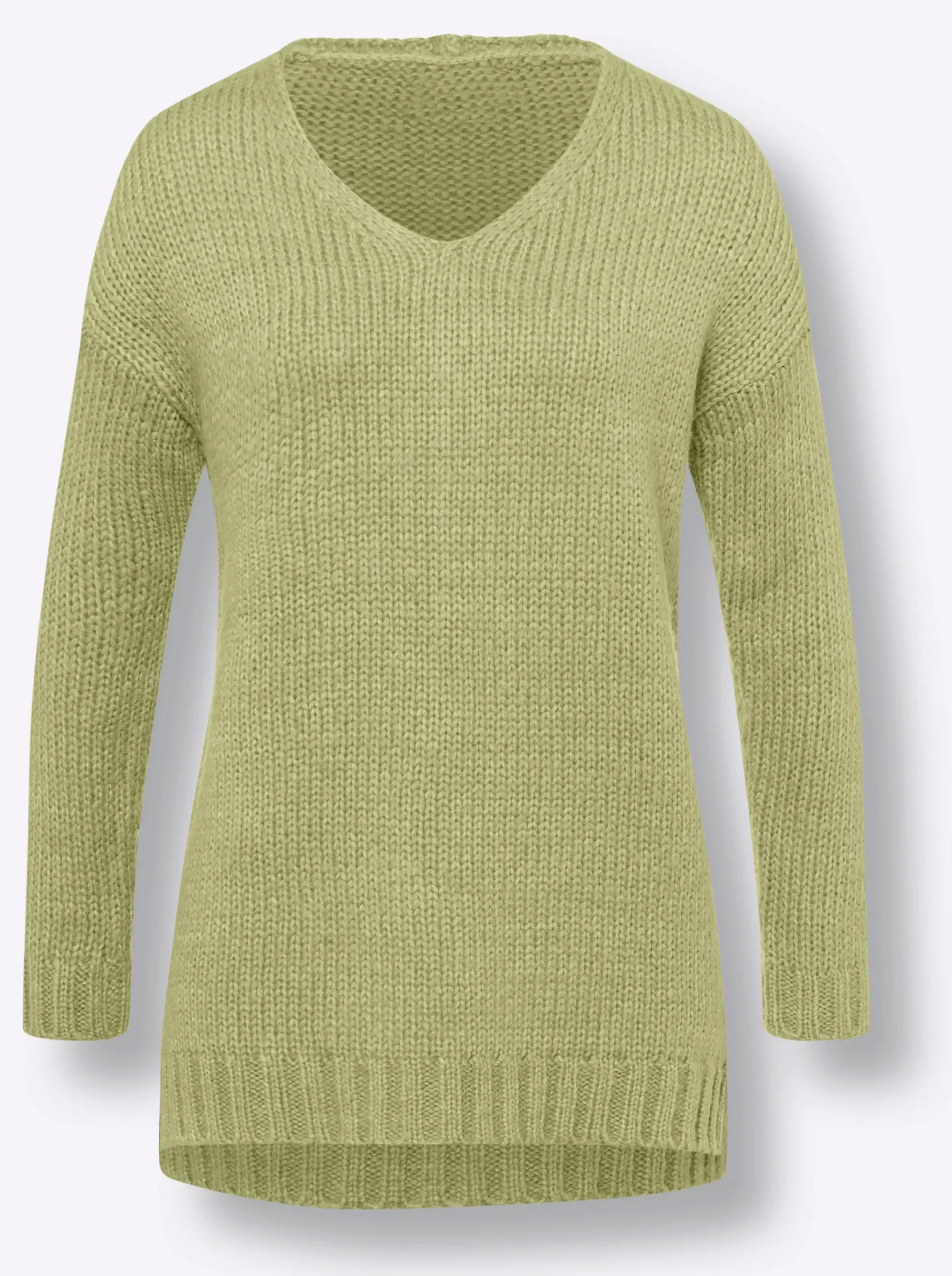 V-Ausschnitt-Pullover mit Seitenschlitzen