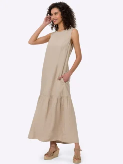 Webkleid mit Leinen-Anteil