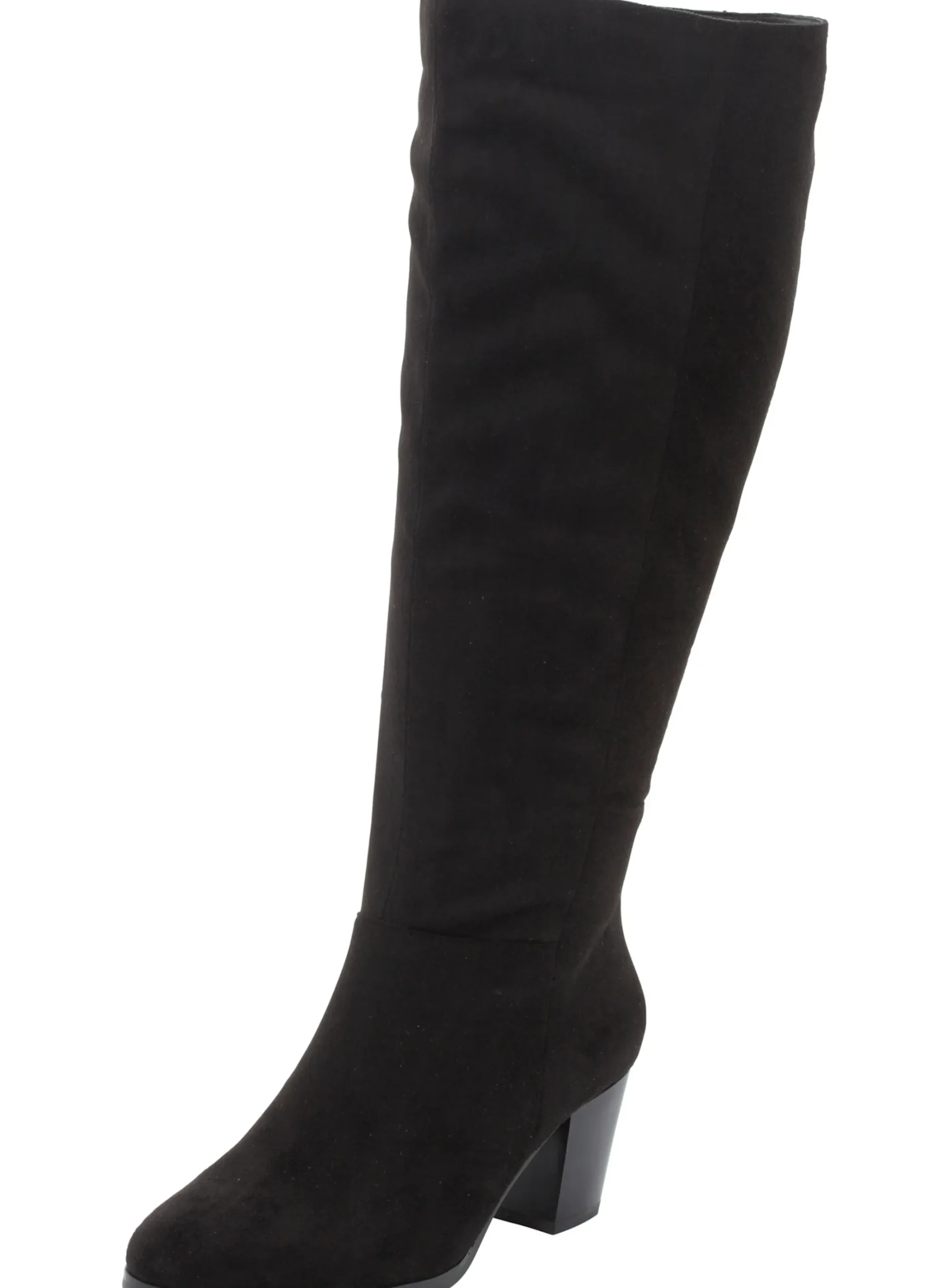 Weitschaftstiefel aus Velours-Lederimitat
