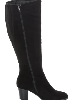 Weitschaftstiefel aus Velours-Lederimitat