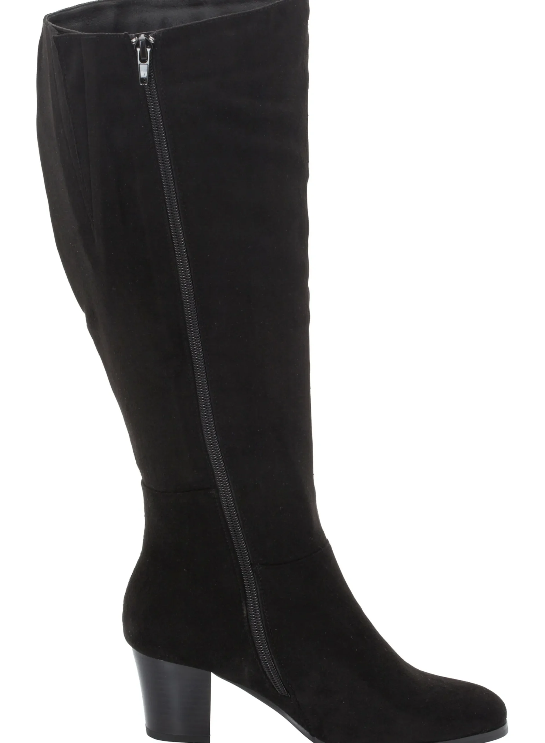 Weitschaftstiefel aus Velours-Lederimitat