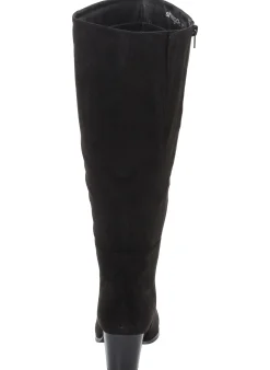 Weitschaftstiefel aus Velours-Lederimitat