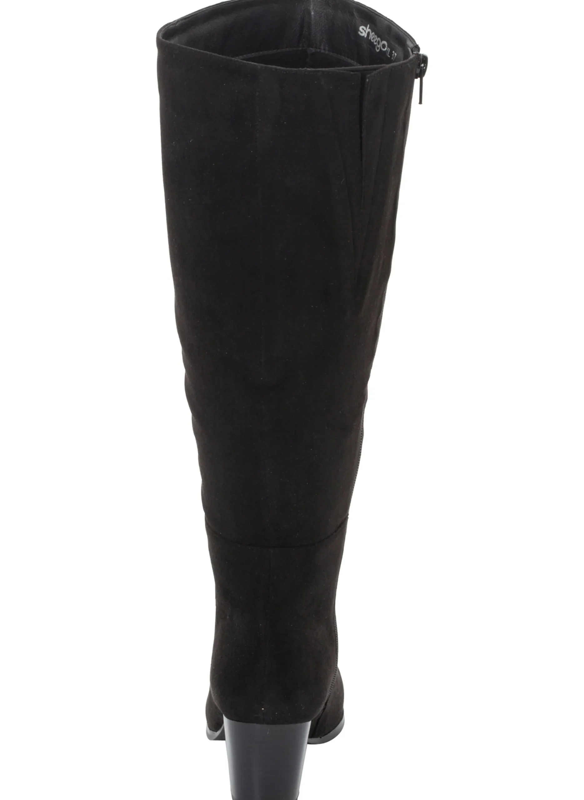 Weitschaftstiefel aus Velours-Lederimitat