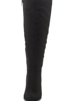 Weitschaftstiefel aus Velours-Lederimitat