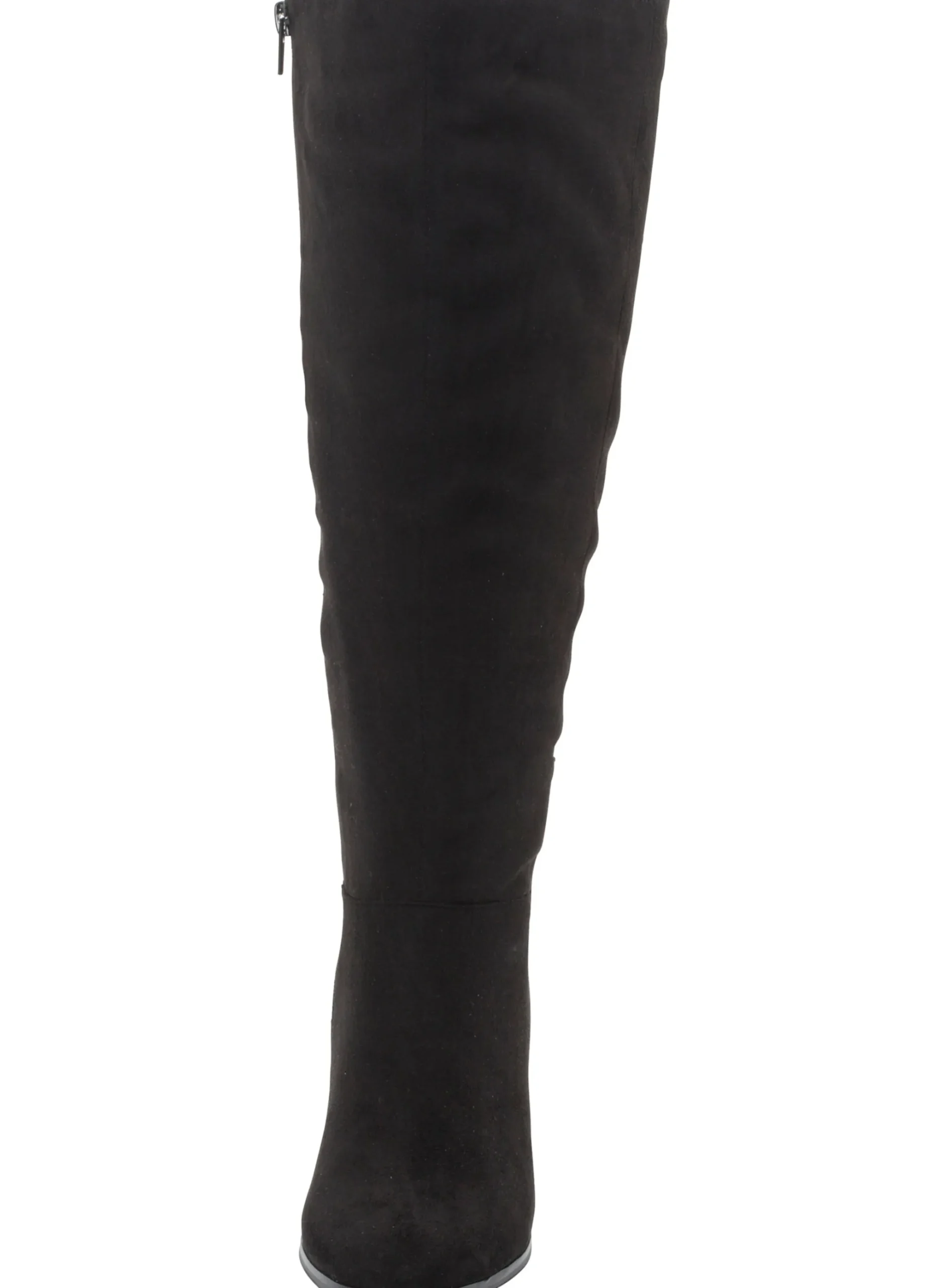 Weitschaftstiefel aus Velours-Lederimitat