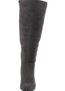 Weitschaftstiefel aus Velours-Lederimitat