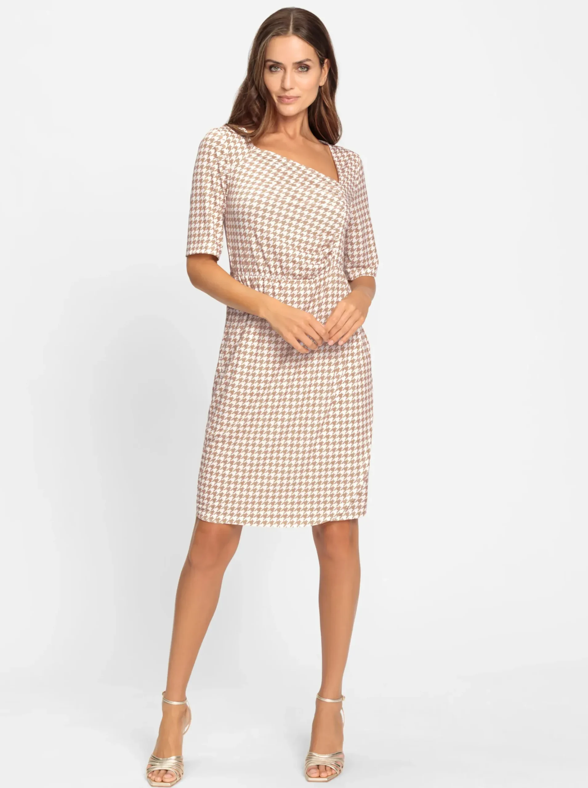 Wickelkleid mit Pepita-Muster